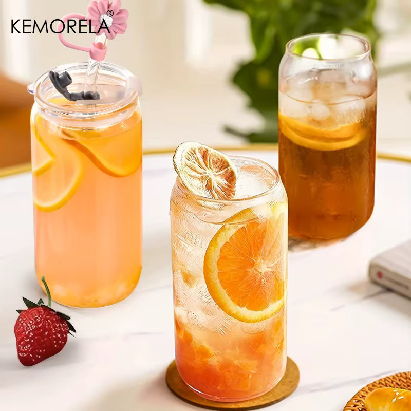 KEMORELA Glas Becher mit Deckel und Stroh, transparent, 470 ml - Bild 2