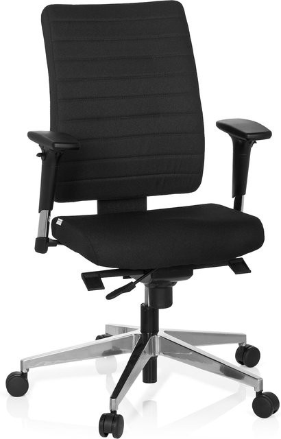 hjh OFFICE Profi Bürostuhl PRO-TEC 350 in Schwarz mit Stoffbezug, Armlehnen und Höhenverstellung - Bild 1
