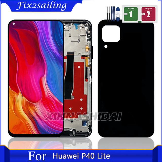 Ersatz LCD Display mit Touch Screen und Rahmen für Huawei P40 Lite CDY-NX9A JNY-LX9A inklusive Batterieabdeckung in Schwarz oder Silber - Bild 1