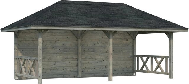 Palmako Holz-Pavillon Bianca Set aus Fichtenholz in Grau, B/H/T: 588 x 319 x 300 cm, tauchgrundiert - Bild 1