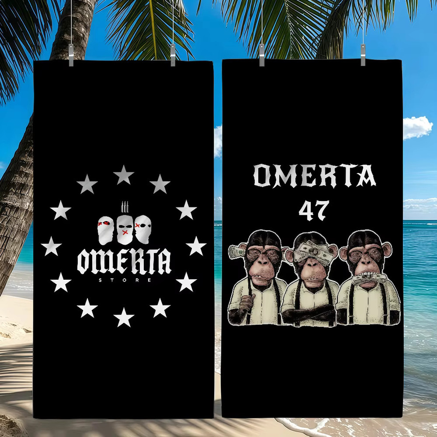 O-Omerta 47 Strandtuch Reisehandtuch Schwarz für Pool, Strand und Camping - Bild 3
