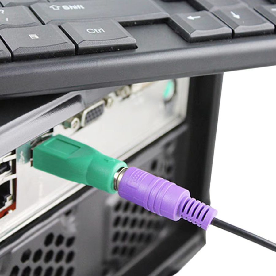 USB auf PS/2 Adapter Konverter für Tastatur und Maus, PS/2 Mini DIN 6 Pin Buchse auf USB A Stecker, Farbe: Grün - Bild 3