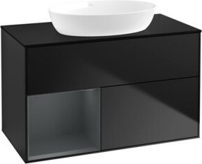 V&B Waschtischunterschrank Finion 100 in Blau mit Regal, Breite: 100 cm, Tiefe: 50,1 cm, Höhe: 50,1 cm - Bild 1