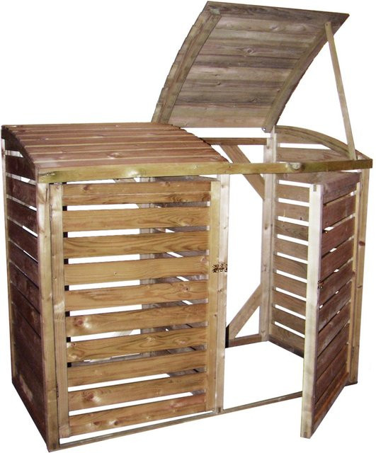 Intergard Mülltonnenbox aus Kiefernholz in Braun, doppelte Mülltonnenverkleidung, B/T/H: 144 x 128 x 90 cm - Bild 1