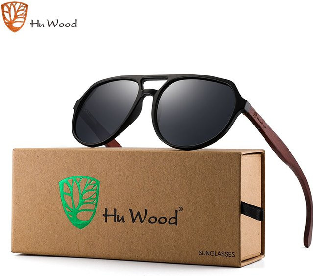 HU WOOD GR8049 Sonnenbrille Pilot, Holz, Vollrand, polarisiert, Herren - Bild 1