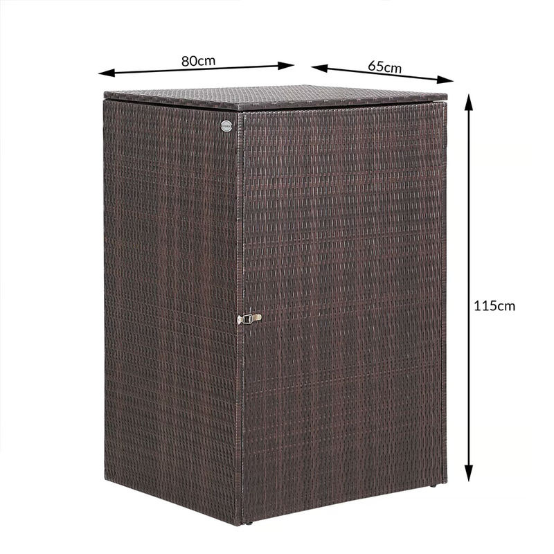 Casaria Polyrattan Mülltonnenbox in Braun mit modernem Design, B/T/H: 115 x 65 x 80 cm - Bild 4