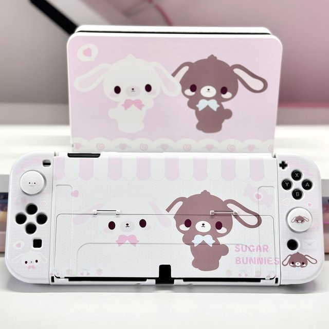 Kawaii Pink Dessert Bunny Switch Case für Nintendo Switch, OLED und Lite sowie Joy-Con Controller Cover - Bild 1