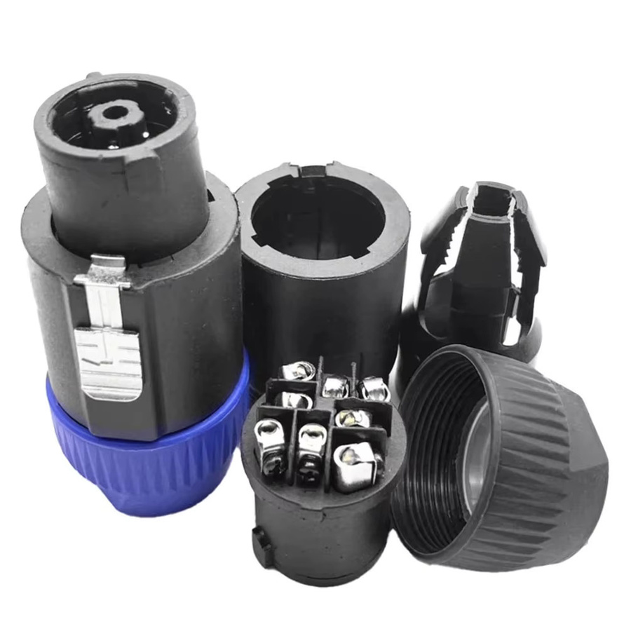 FRHY Pro Audio 8-poliges SpeakON- und Powercon-Stecker-Set in Schwarz mit Buchsen für Schalttafelmontage und Stecker-Adaptern für Lautsprecher- und Stromkabel - Bild 2