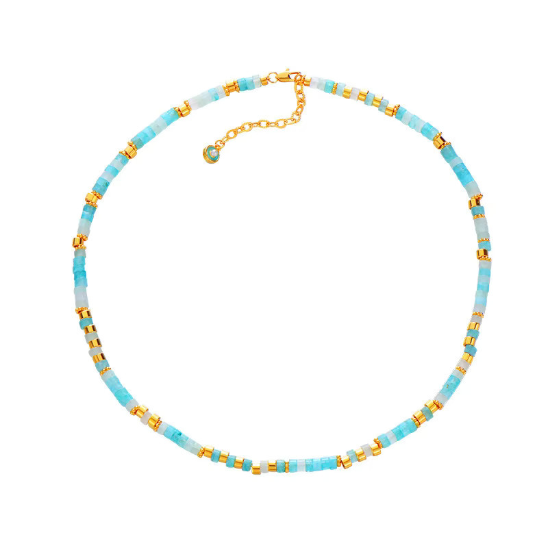 Minar Halskette, Messing, Aquamarin, Perle, Damen, Bohemian - Bild 2