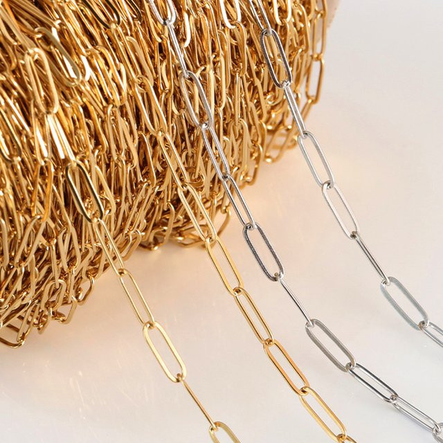Ovale Kette aus Edelstahl, 2 Meter, flache Kette und runde Kette - Bild 1