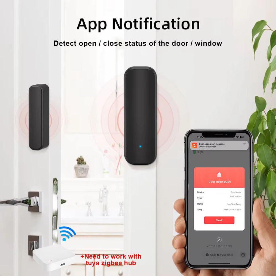 ONENUO Zigbee Fenster-Tür-Sensor in Schwarz für dein Smart Home Security Alarm System mit Sprachsteuerung - Bild 3