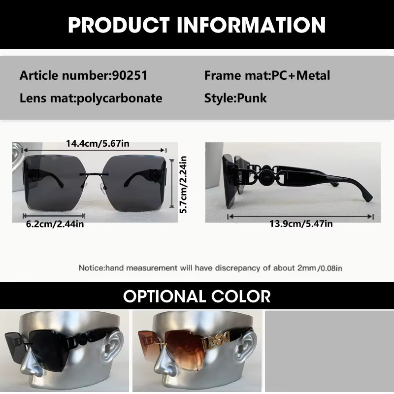 OCYCO Sonnenbrille, randlos, quadratisch, braun, Damen - Bild 2