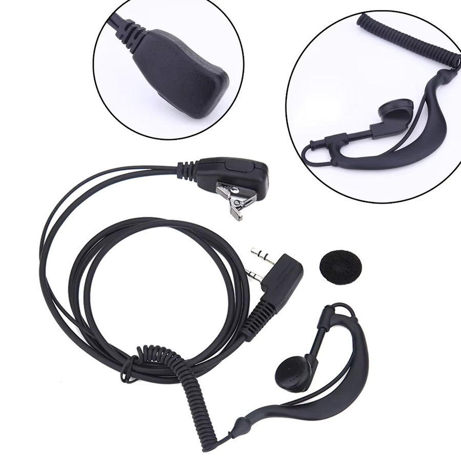 10er Set 2-poliges In-Ear Ohrhörer-Headset mit Anti-Noise-Mikrofon für Baofeng UV5R und Kenwood in Schwarz - Bild 3