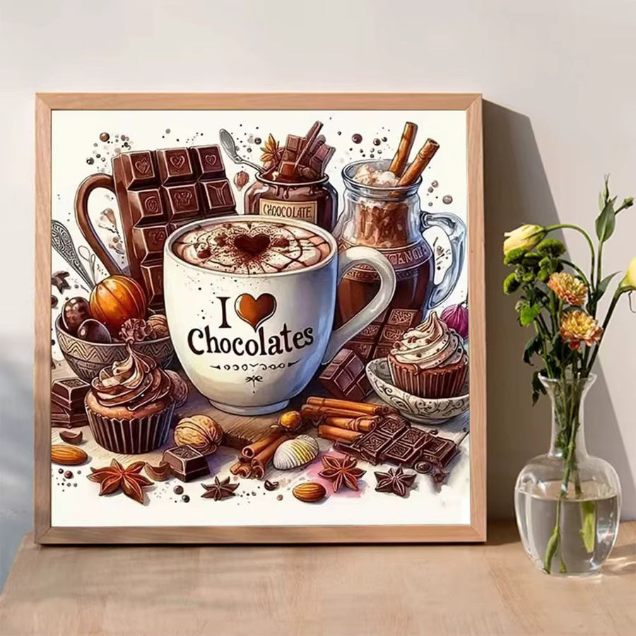 Momoart Diamant-Malerei Schokoladen-Kaffeetasse DIY Kreuzstich-Set mit Mosaik-Motiv, Multicolor, B/H: 20 x 20 cm - Bild 3