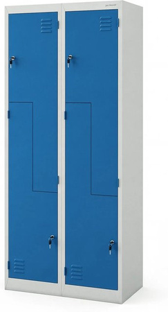 JAN NOWAK Kleiderschrank JULIA in L-Form aus Metall, Grau-Blau, H: 185 cm, B: 80 cm, T: 40 cm