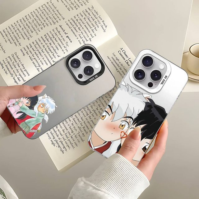 Mesuca Anime Inuyasha Handyhülle für iPhone 11 bis iPhone 17 Pro Max, Stoßfeste Schutzhülle mit galvanisierter Versilberung, Farbe: Multicolour/Silber - Bild 1