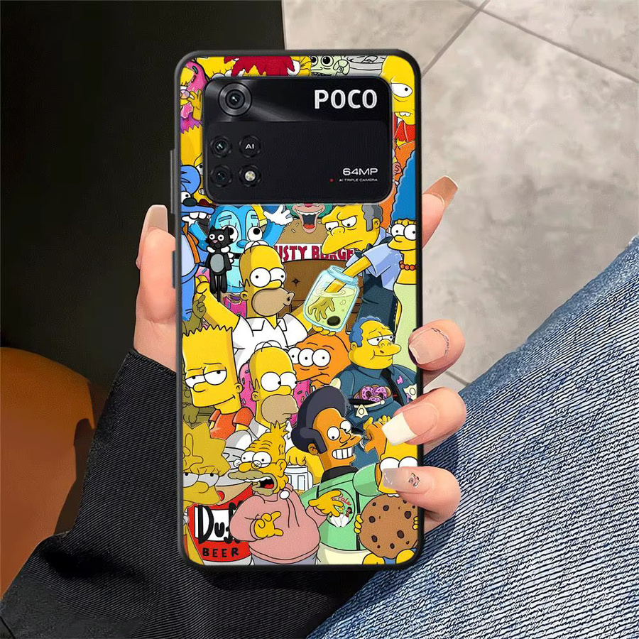 Schwarze Handyhülle mit The Simpsons Cartoon Motiv für Xiaomi Poco Modelle - Bild 4