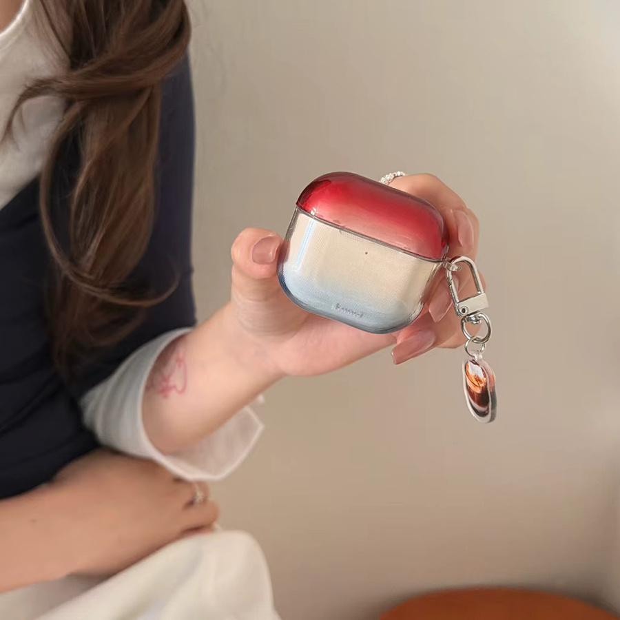Stoßfeste Schutzhülle für Apple AirPods 1, 2, 3, 4 und Pro 2 mit Kaffee-Anhänger in Transparent Rotbraun Farbverlauf - Bild 3