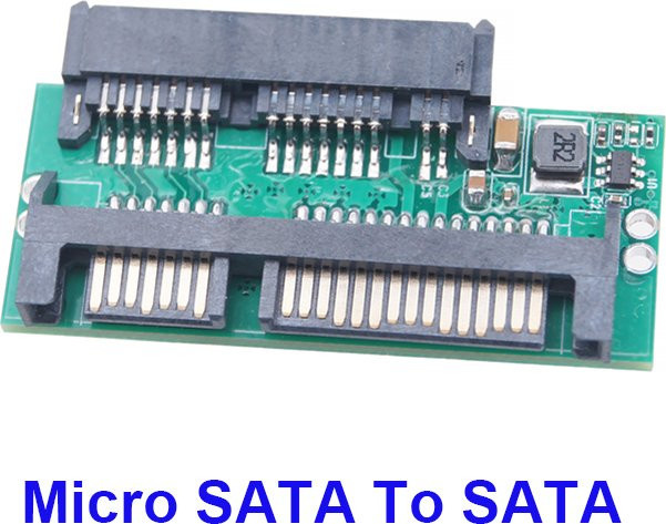 OULLX Micro SATA 9+7PIN Buchse auf SATA 7+15PIN Stecker Adapter für 1,8 Zoll auf 2,5 Zoll SSD HDD Festplatten in Grün - Bild 1