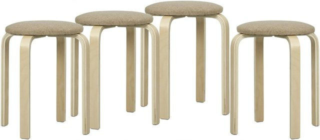 HOMCOM Hocker aus Birkensperrholz und Polyester in Khaki, B/T/H: 40 x 40 x 45 cm - Bild 1