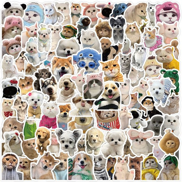 200 Stück Wasserfeste Welpen- und Kätzchen-Tieraufkleber in Multicolor von BulingBulingStickers Store - Bild 1