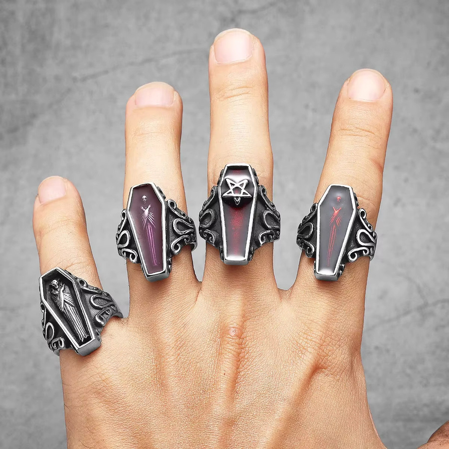 Metal Town Ring, Edelstahl, Silber, Punk, Unisex - Bild 2