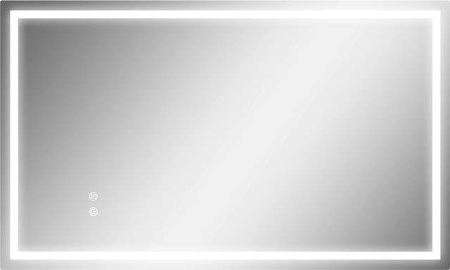 HOMCOM LED Badspiegel mit Vor- und Hinterbeleuchtung in Silber, B: 100 cm, H: 60 cm, Wandspiegel mit Touchschalter und 3 Lichtfarben - Bild 1