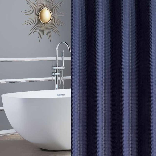 Wasserdichter Jacquard Waffel Duschvorhang von For Future in Blau, B x H: 180 x 200 cm - Bild 1