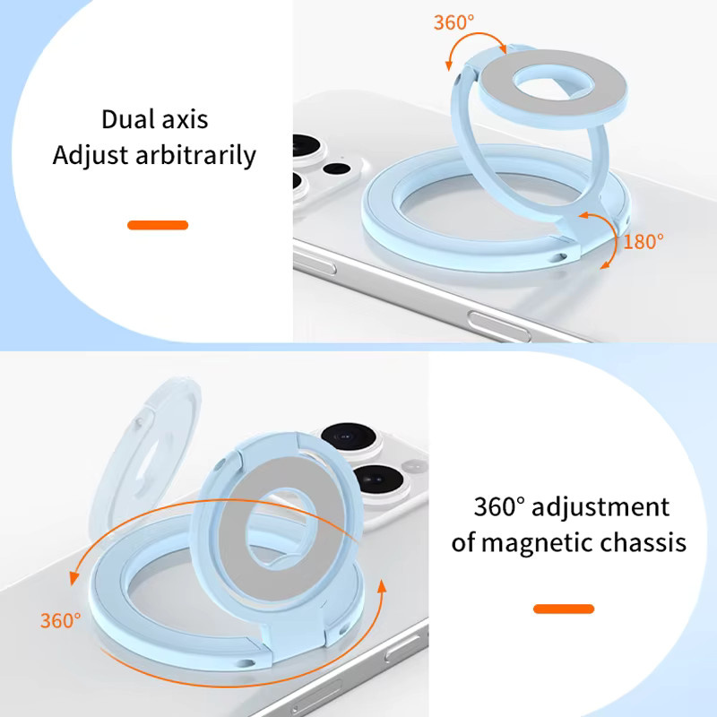 QGhappy Magnetische Handyhalterung für MagSafe mit 360 Grad Drehung, Starker Magnet-Fingerring und Klappständer in Gelb, kompatibel mit iPhone 17 16 Pro und iOS - Bild 2