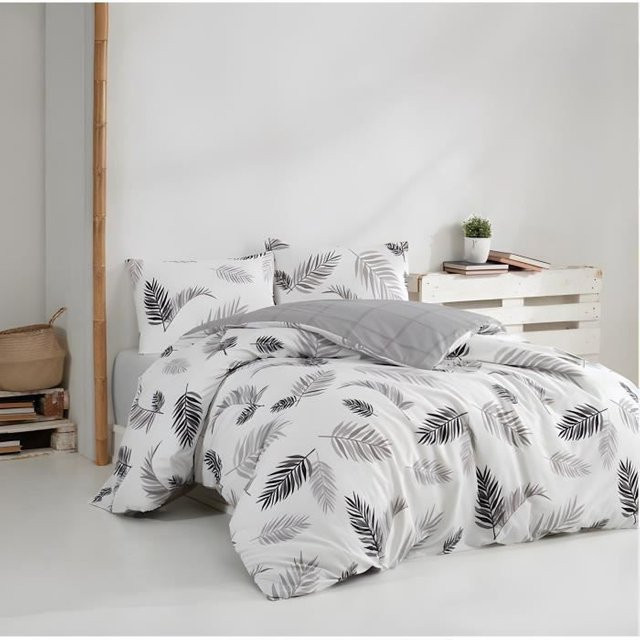 Bettwäsche-Set aus verstärkter Baumwolle in Grau mit 1 Bettbezug (Breite: 220 cm, Höhe: 240 cm) und 2 Kissenbezügen (60 x 80 cm) - Bild 1