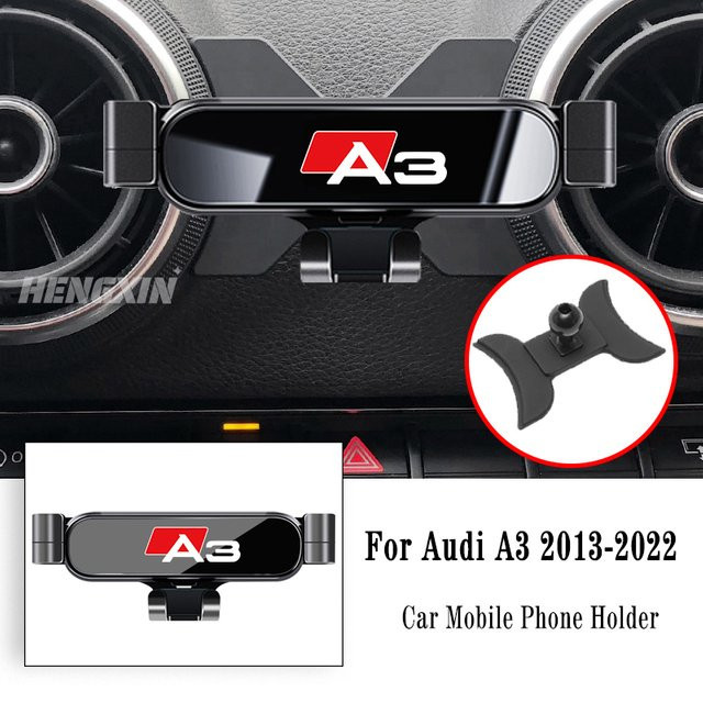 Handyhalterung für Audi A3 S3 8V (2014-2025) zur Lüftungsschlitzbefestigung mit Schwerkraft-Mechanismus für GPS-Navigation, Schwarz - Bild 1