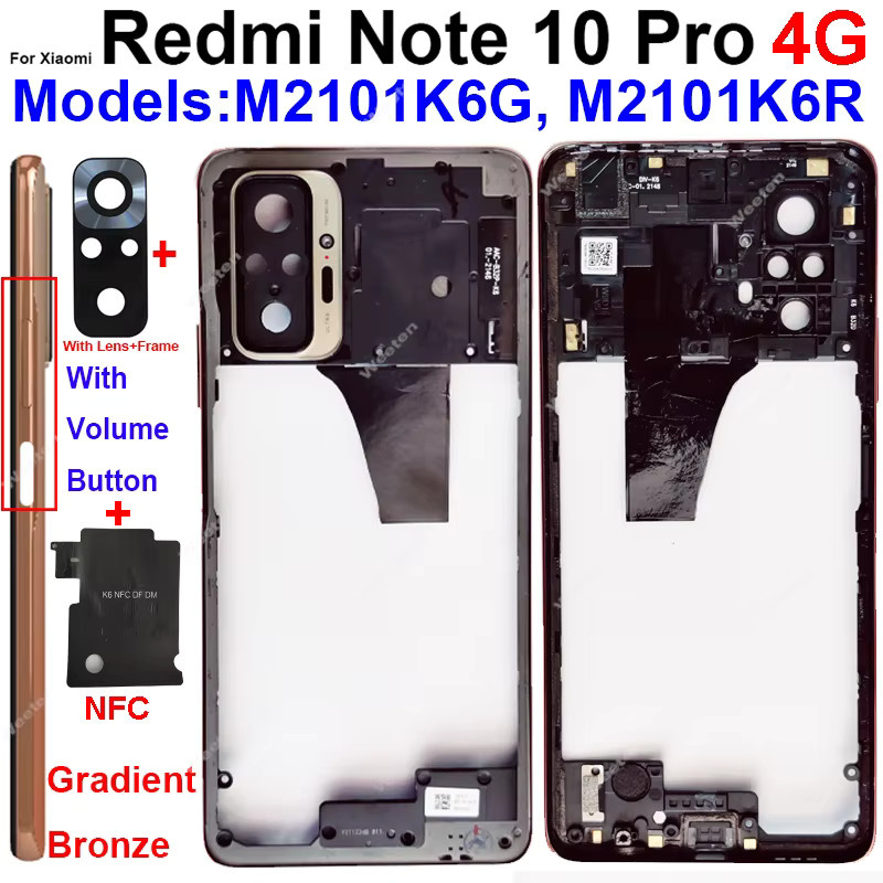 Xiaomi Redmi Note 10 Pro Max Mittelrahmen-Halterblende mit Lautstärke-Seitentaste und NFC-Gehäuseabdeckung - Bild 1