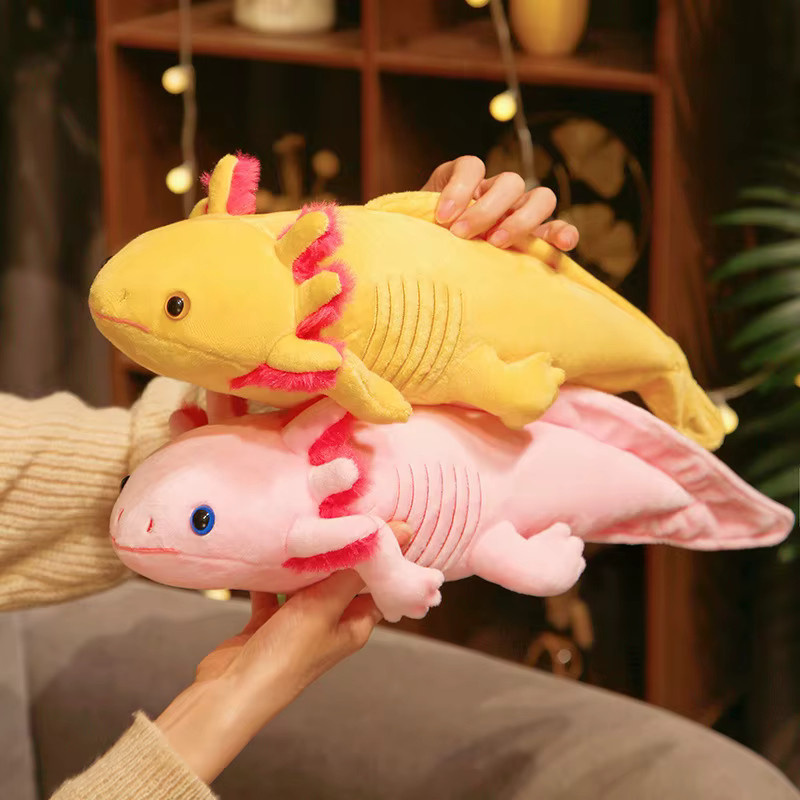 RTBXF Kawaii Axolotl Plüschtier Bunt und Gelb, Weiches Salamander Kuscheltier als Kissen oder Anhänger, Größe: 23 bis 80 cm - Bild 2