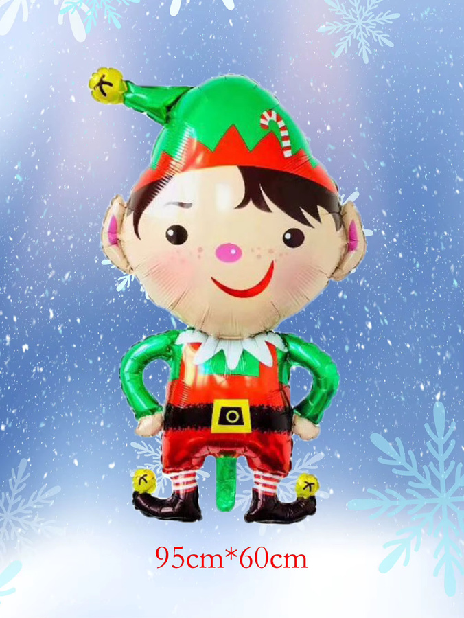 5er Set Weihnachts Luftballons mit Santa Claus, Elf, Elch und Lebkuchenmann Motiven in Multicolor für deine Weihnachtsdeko und Party - Bild 3