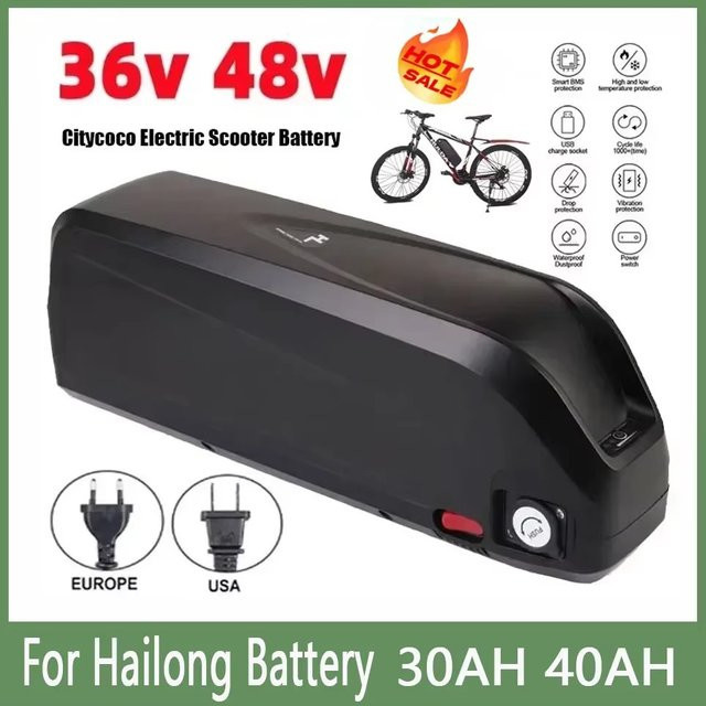 Hailong Eke Elektrischer Akkupack für Mountainbike, kompatibel mit Bafang 250W 500W 1000W, Farbe: Schwarz - Bild 1