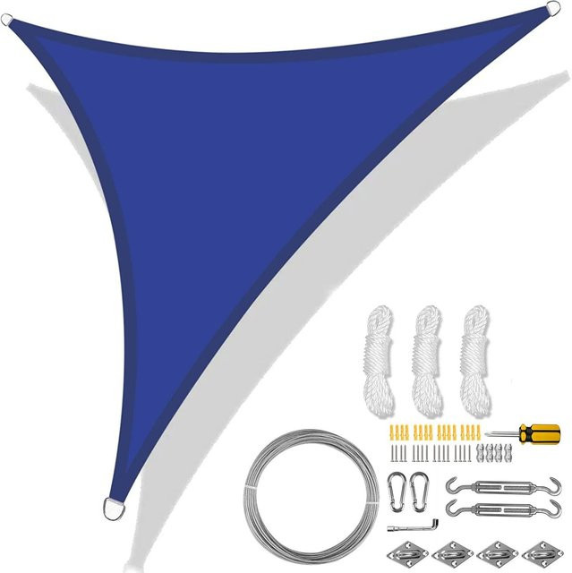 Binchi Garden Dreieck-Sonnensegel aus Polyester in Blau, wasserdicht mit 98 % UV-Schutz, B/T/H: 300 x 300 x 300 cm - Bild 1