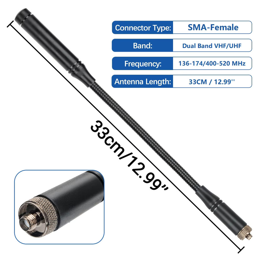Baofeng UV-25 Schwanenhals Taktische Antenne mit SMA-Buchse Dual Band VHF UHF in Schwarz für UV-5R UV-21 PRO und Quansheng UV-K5 Amateurfunk - Bild 2