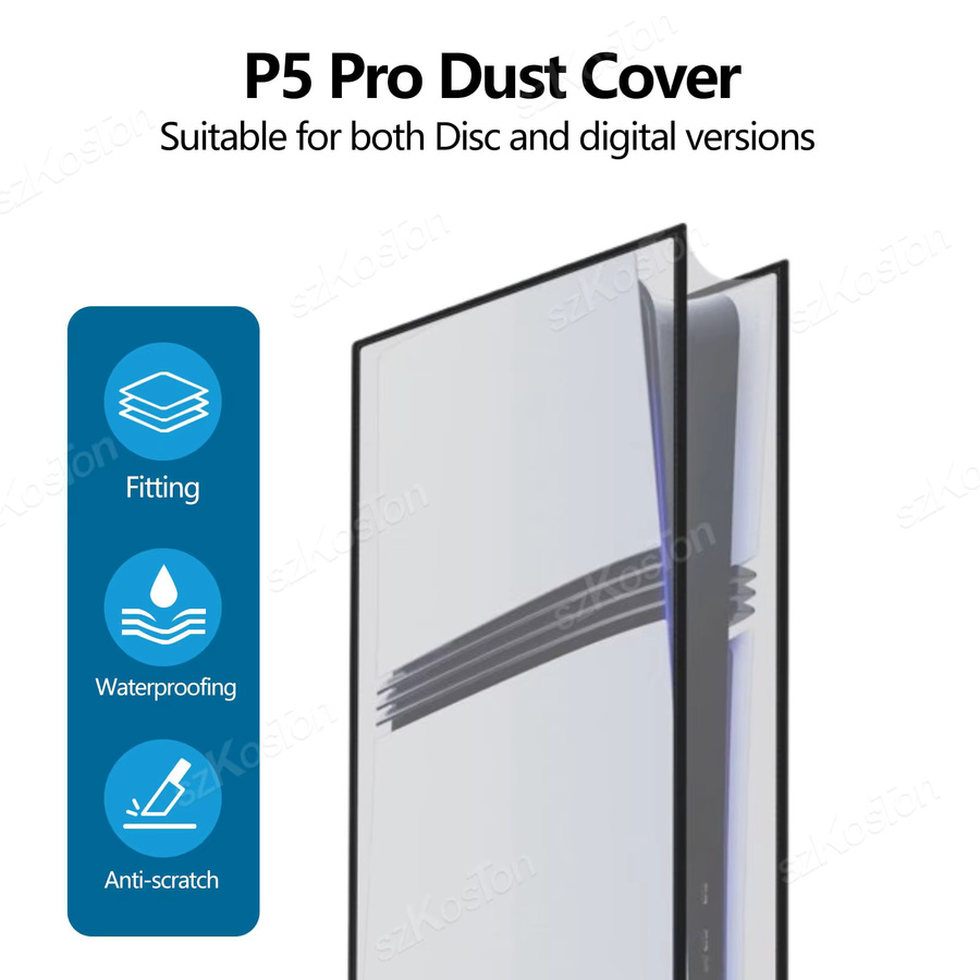 Transparente Staubschutzhülle für Sony PlayStation 5 Pro (PS5 Pro) Digital Edition und Disc Edition, kratzfest und staubdicht, vertikale Position - Bild 3