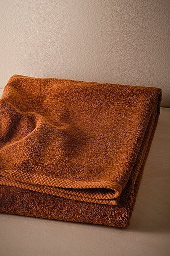 Jotex DARCY Badetuch aus Baumwolle in Braun und Orange, B/H: 70 x 140 cm - Bild 1