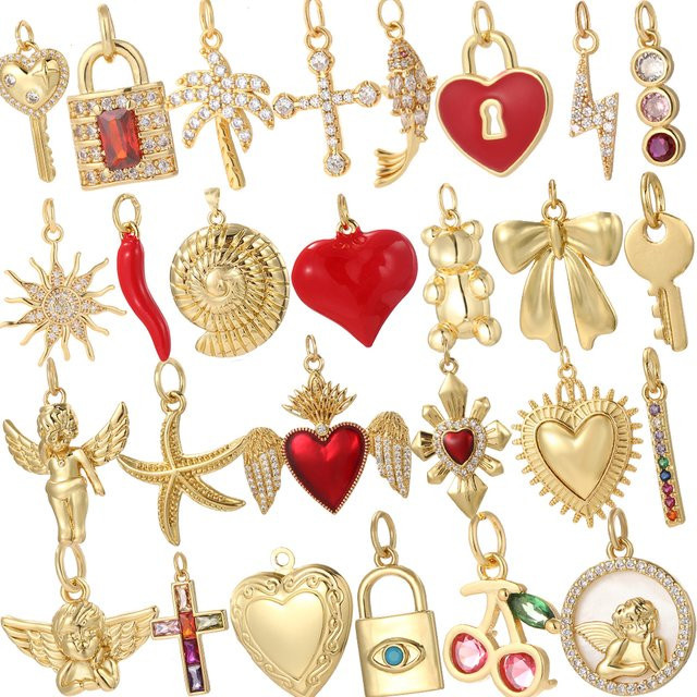 Anhänger Herz Charms, Edelstahl, Gold, Damen - Bild 1