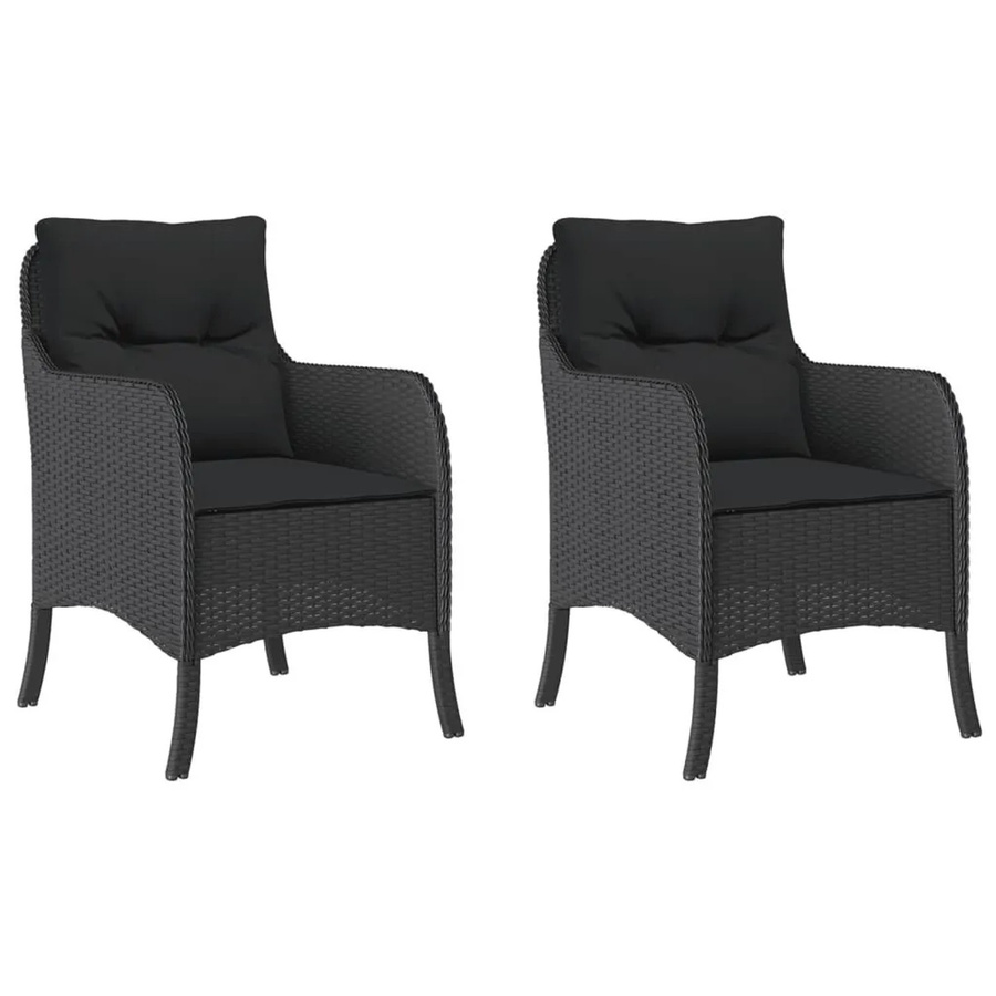 Furnicato Gartenstuhl aus PE-Rattan und Stahl in Schwarz mit Kissen, B/T/H: 58,5 x 67 x 86 cm - Bild 2