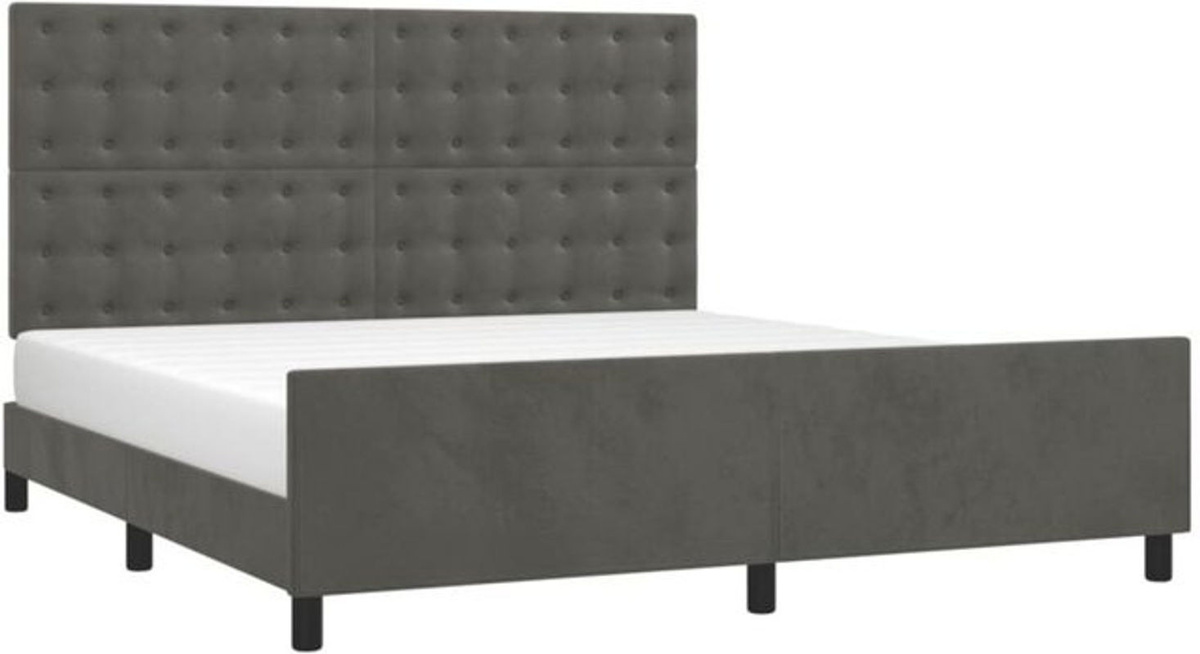 Vidaxl Polsterbett aus Samt in Anthrazit, B/T/H: 160 x 200 x 128 cm - Bild 1