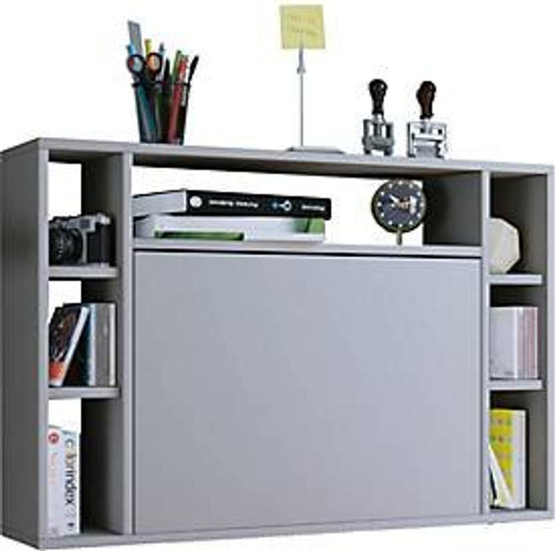Wandschreibtisch Wandila VCM Möbel grau mit ausklappbarer Tischplatte und 7 Fächern, B: 90 cm, T: 20/67 cm, H: 60 cm - Bild 3