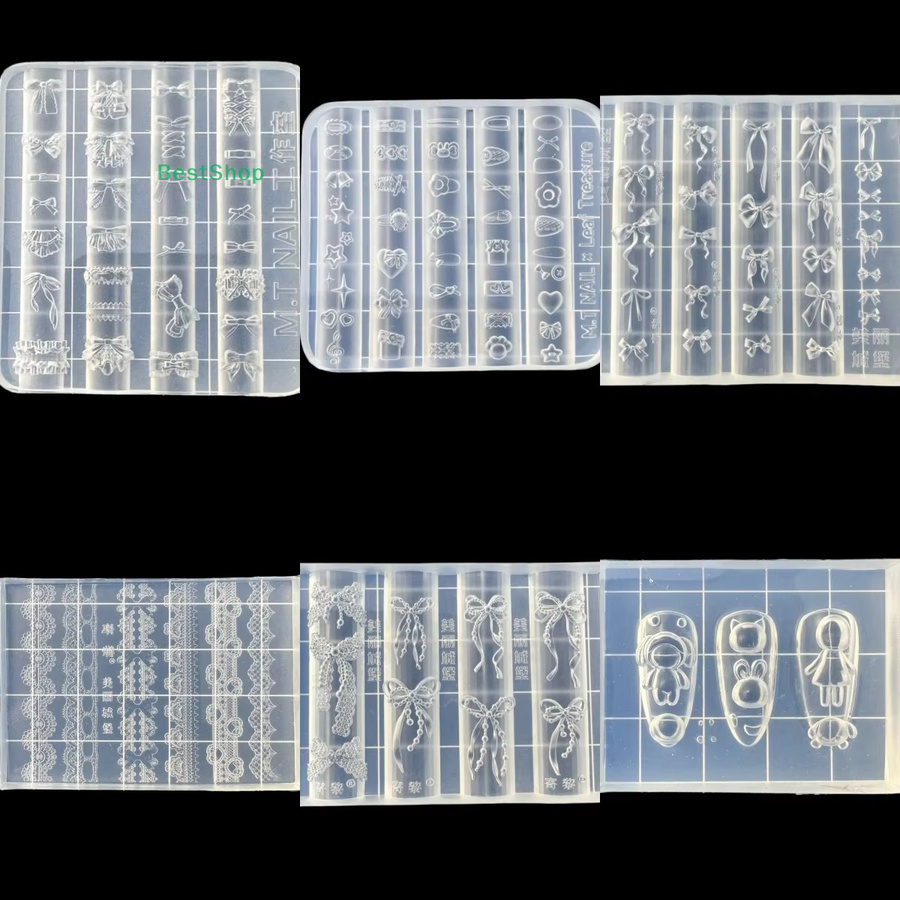 HNKMP 3D Silikon Nagelform, Spitze Bogen Herz Carving Vorlage, Transparent - Bild 2