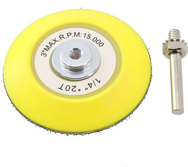 Gelbe Klett-Trägerplatten für pneumatische Polierschleifer, Durchmesser: 75 mm - Bild 1