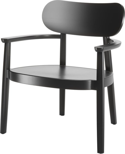 Thonet 119 Mf Holzsessel mit Armlehnen aus Buche in Schwarz glänzend - Bild 1