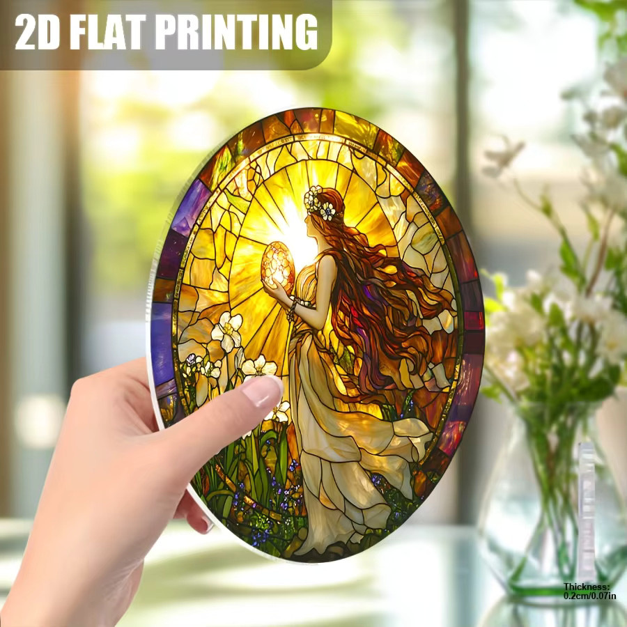 Böhmische Frühlingsfee mit Osterei Acryl Runder Sonnenfänger mit Blumenmuster, Farbe: Multicolour, Durchmesser: 20 cm - Bild 2