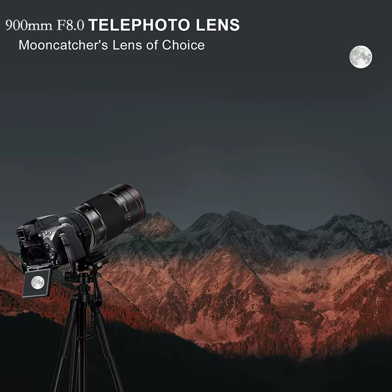 Lightdow manuelles Teleobjektiv 900 mm f/8.0 Reflexobjektiv für Canon Nikon Sony Kameras in Schwarz - Bild 2