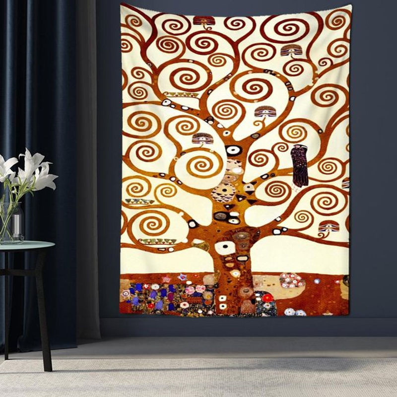 Super Six Wandteppich Baum des Lebens in abstrakter Ölgemälde-Optik, mehrfarbig, B: 150 cm, H: 130 cm - Bild 1