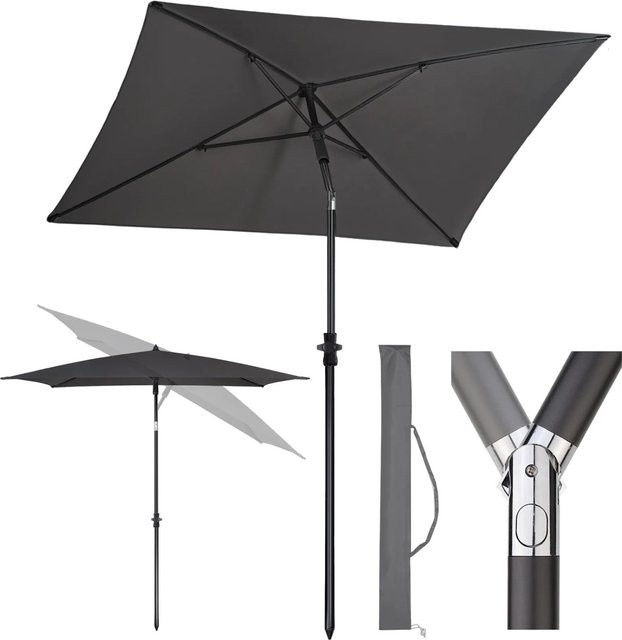 Sekey Sonnenschirm Rechteckig Dunkelgrau mit Schutzhülle B/T: 180 x 125 cm - Bild 1